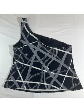 Michael Kors Chain Print One Shoulder Swim Top 20W